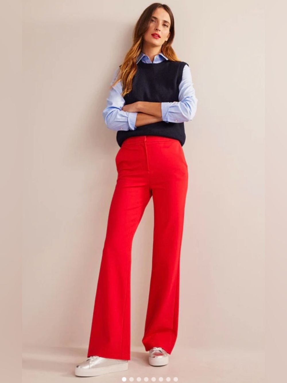 Boden Tomato Red Ponte Stretch Trouser Pants US 10R UK 14R NWT